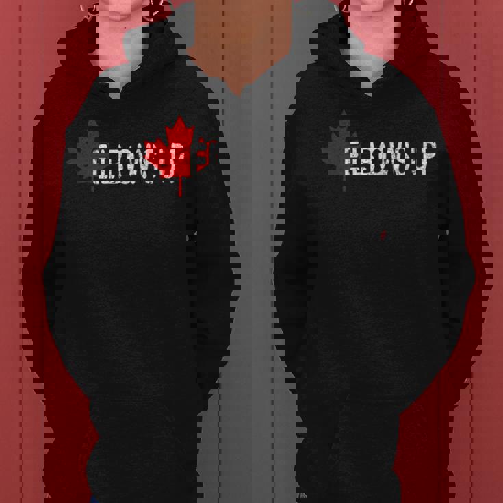 Elbows Up Canada Never 51 カナダ国旗 面白い 男性 女性 ギフト レディースパーカー