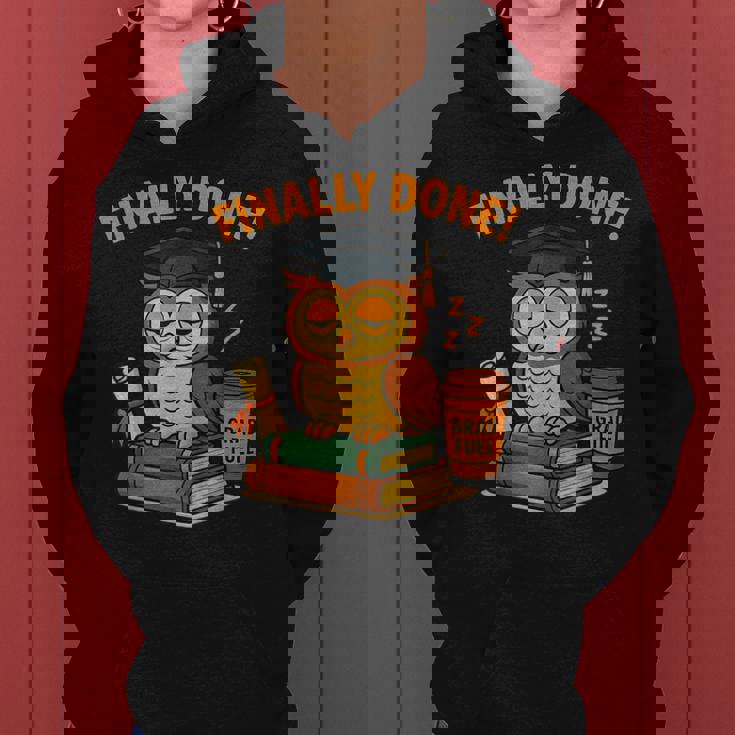 Finally Done Owl Grad 2025 デコレーション レディースパーカー