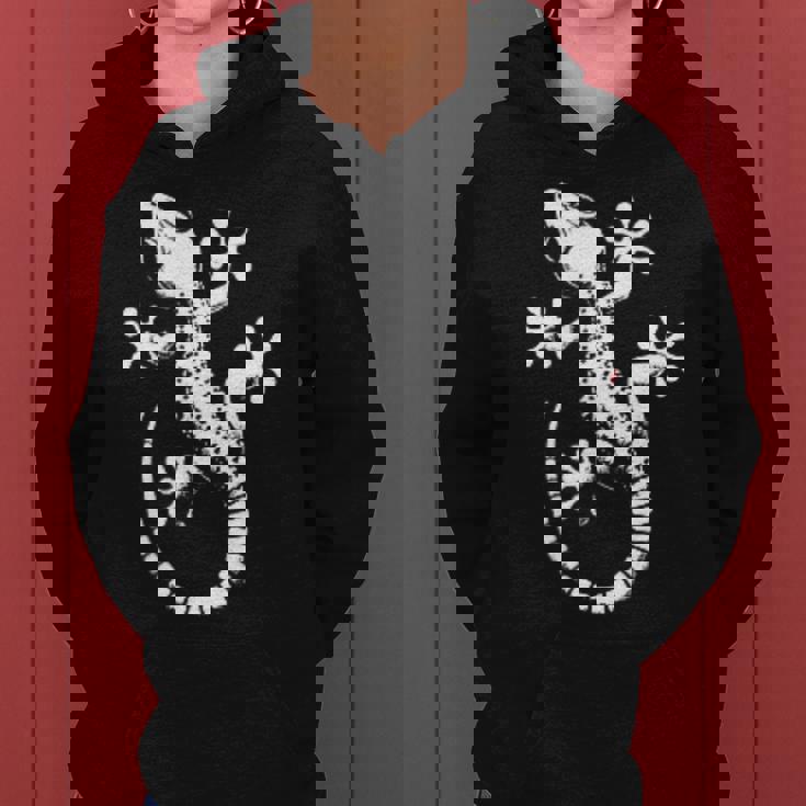 Gecko Dad Mom Lover モノクロ ヤモリ レディースパーカー