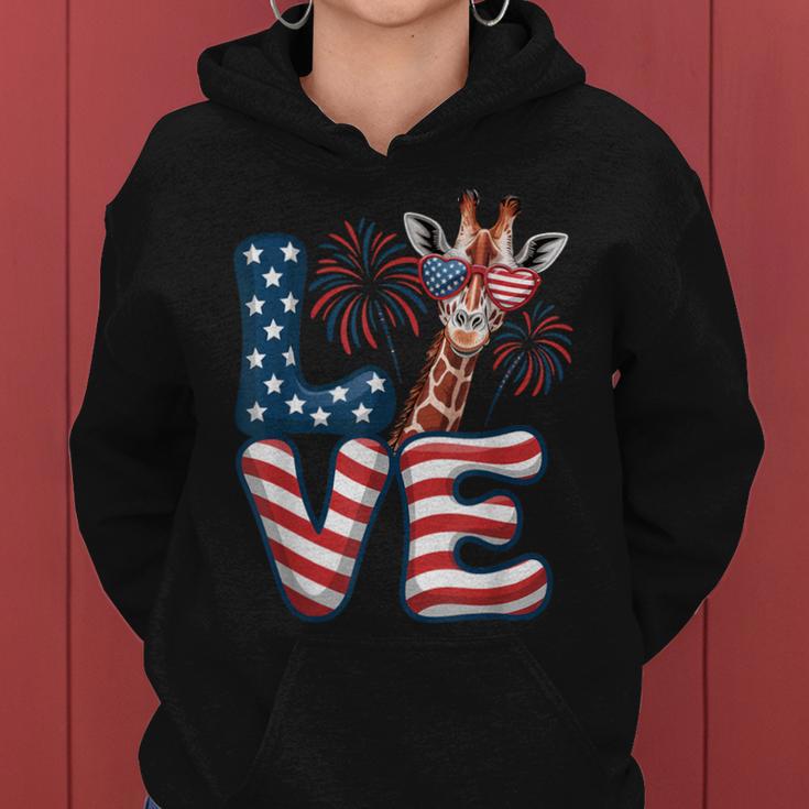 Giraffe Love 4Th Of July Usa Flag Giraffe Women Women Hoodie Giraffe Love 4Th Of July Usa Flag Giraffe Women Women Hoodie