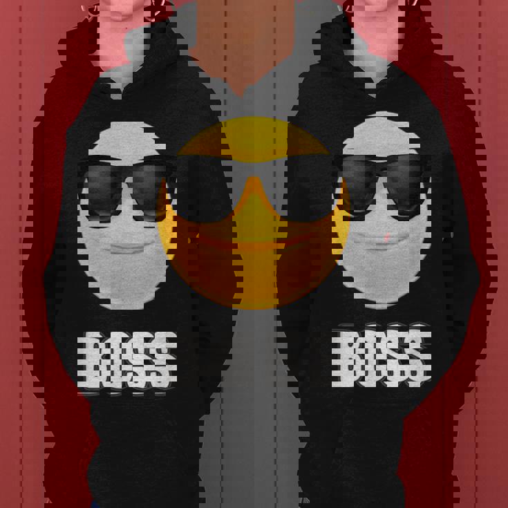 Girl & Boy Boss サングラス 顔文字シャツ クールな顔 レディースパーカー