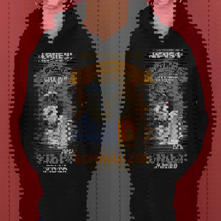 Happiness Is An Old Man With A Beerchnauzeritting Near Near レディースパーカー