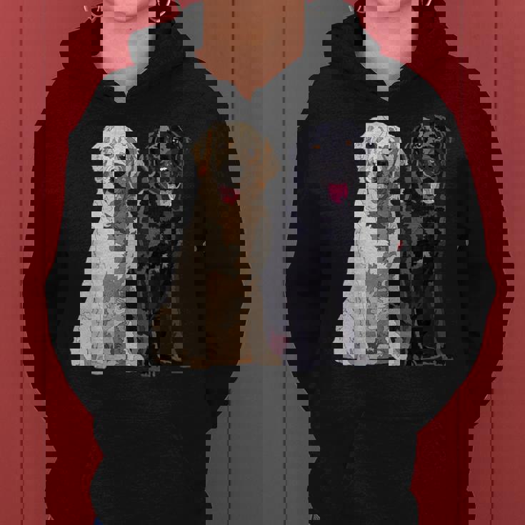 Happy Two Labradors ゴールデンブラック ラボレトリバー Mom Dad レディースパーカー