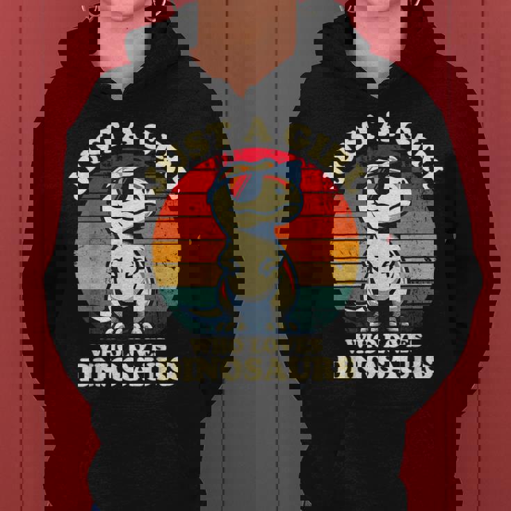 Just A Girl Who Loves Dinosaurs おもしろレトロ恐竜 T-Rex レディースパーカー