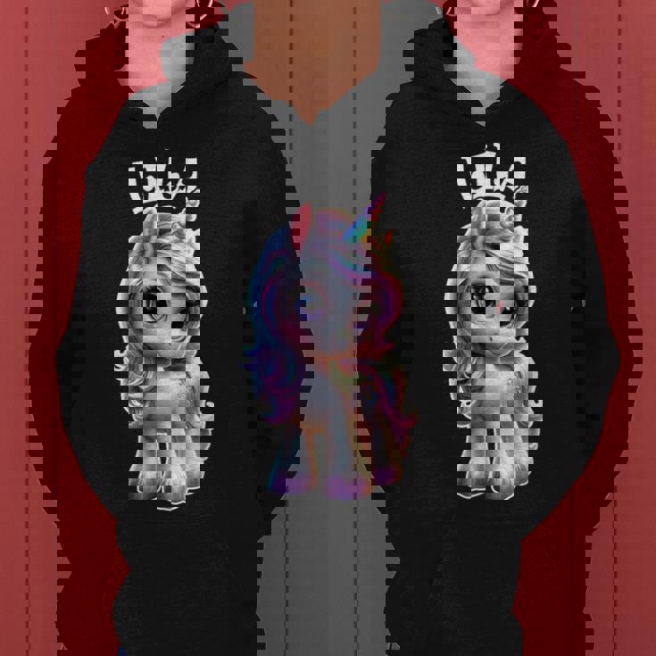 Lila かわいいユニコーンデザイン 女の子用 名前 Lila レディースパーカー