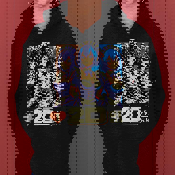 I Love 2D Girls ファニーメイド アニメ マンガ Manwha Waifu Otaku レディースパーカー