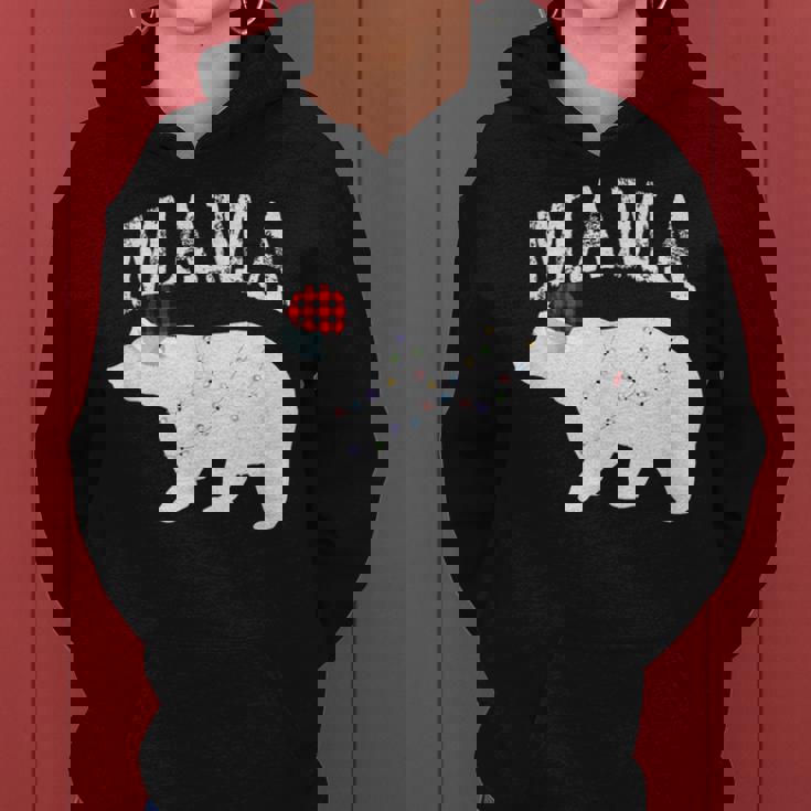 Mama Bear Xmas Buffalo Plaid Lights Matching Family Pajama レディースパーカー