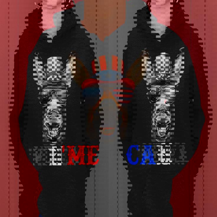 Merica Mule Donkey Patriotic 4Th Of July 面白い キッズ メンズ レディース レディースパーカー