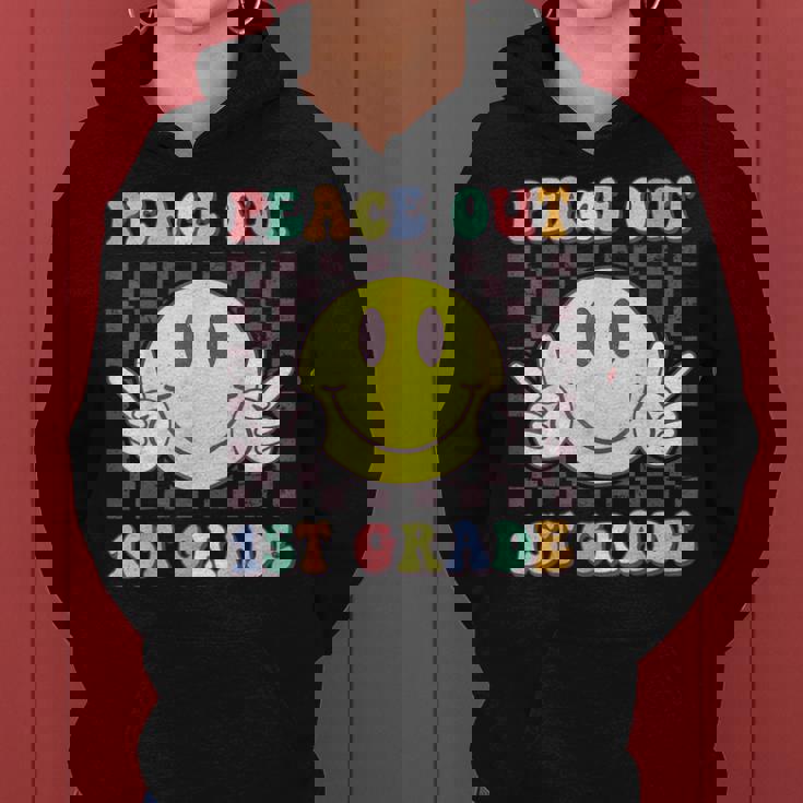 Peace Out First Grade Cute Groovy Last Day Of 1St Grade Women Hoodie
