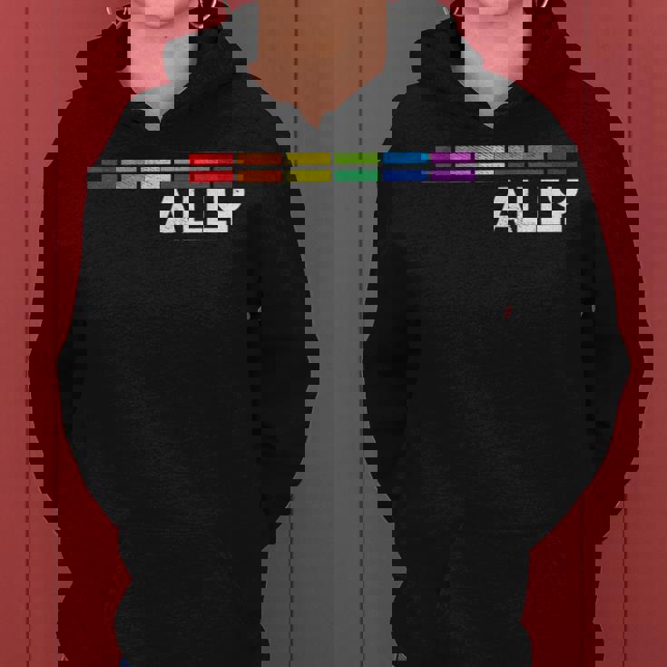 Proud Ally Bars Equality Lgbtq Rainbow Flag Gay Pride Ally レディースパーカー