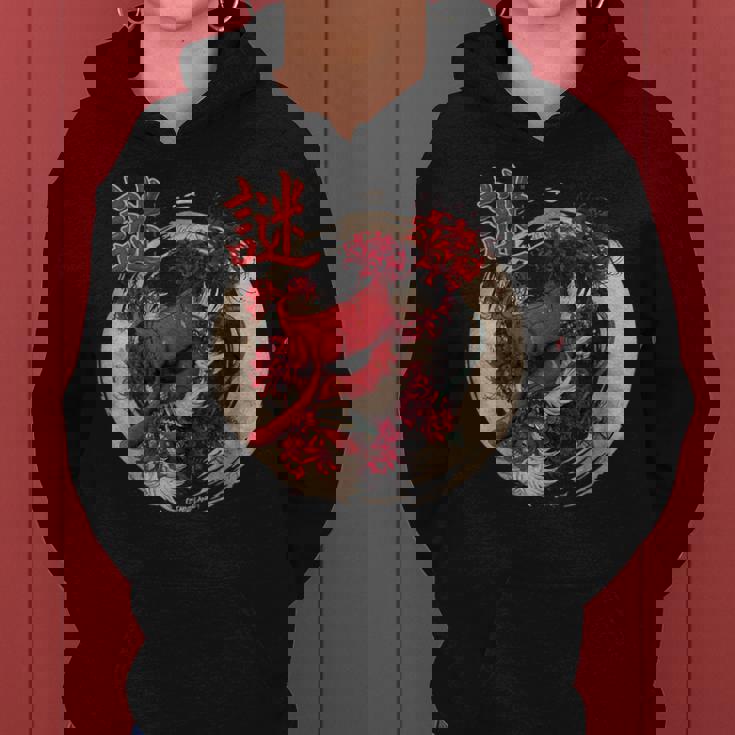 Redpider Lily の 彼岸花 または ヒガンバナ と 日本の天狗の面 の グラフィック レディースパーカー