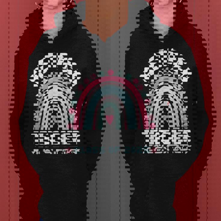 Retired Teacher Class Of 2025 Rainbow Retro Graduation レディースパーカー