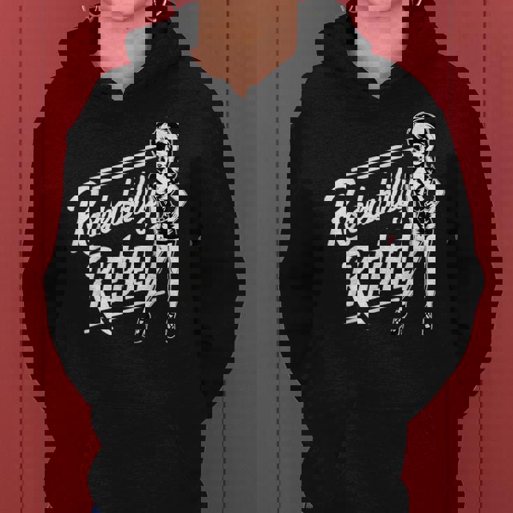 Rockabilly Rebel Pin-Up Girl In Dress Graphic レディースパーカー