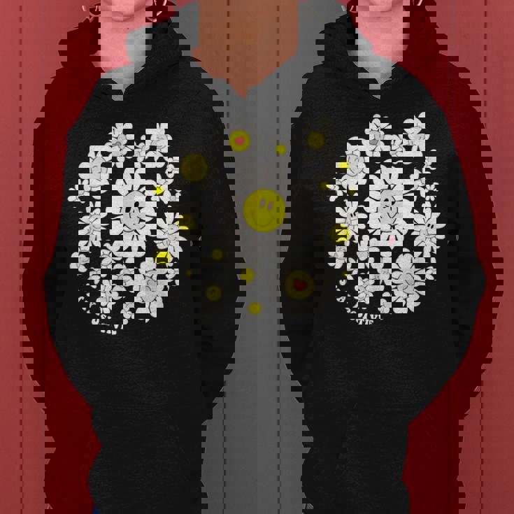 Stay Positive キュート スマイルフェイス 花 ハッピーフェイス 花 女の子 レディースパーカー