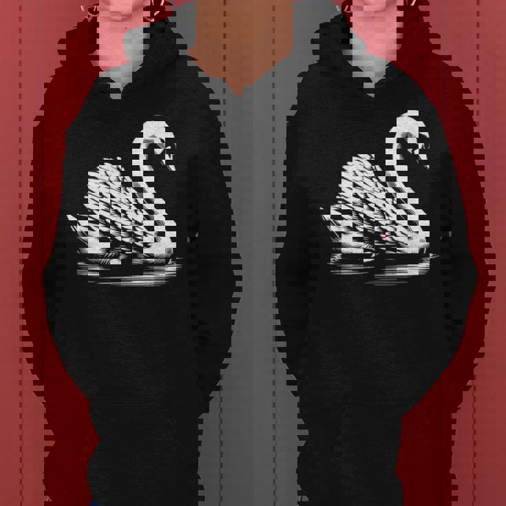 Swan Dad Mom Lover モノクロ 白鳥 レディースパーカー