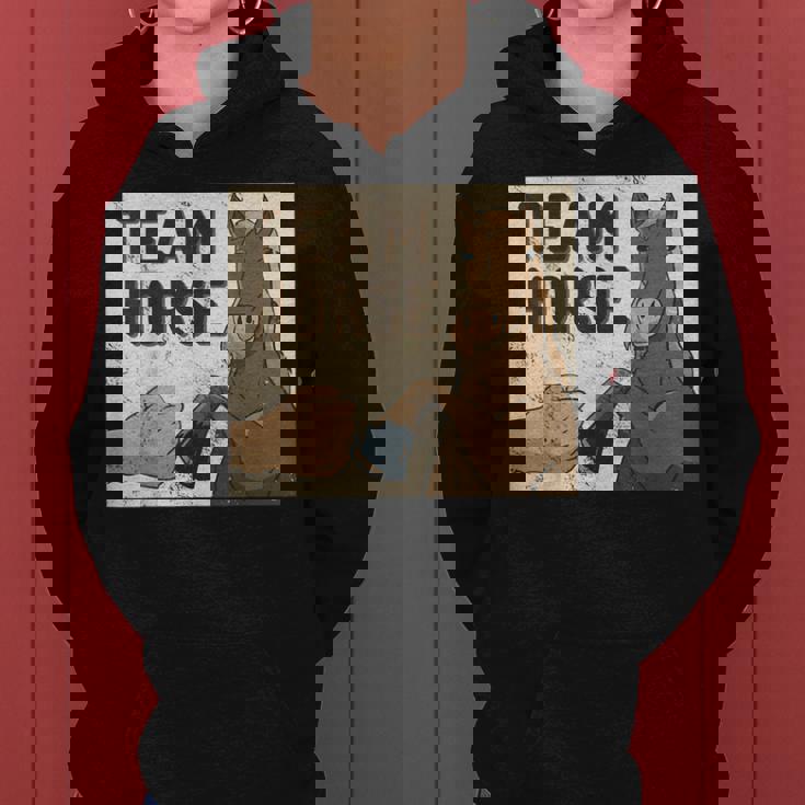 Team Horse 面白い馬のデザイン レディースパーカー