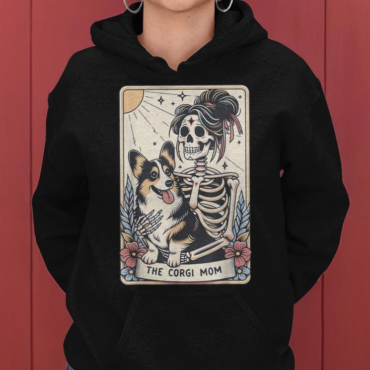 Vintage The Corgi Mom Tarot Card Skeleton Spooky Halloween Women Hoodie -  Seseable