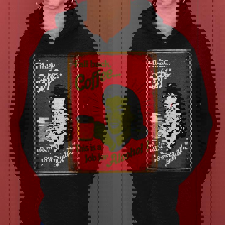 「Fall Back、Coffeeこれはアルコールの仕事だ」 おもしろプリント レディースパーカー