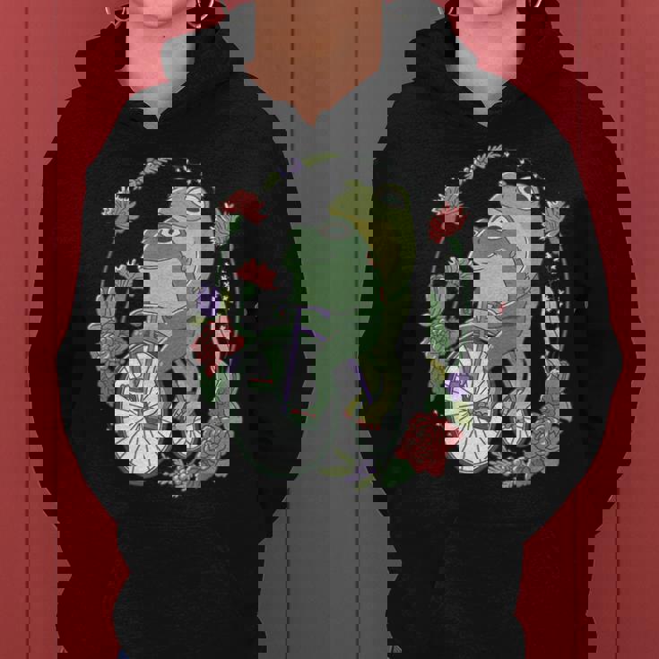 かわいい カエル 自転車 花 カワイイ 美的 気まぐれなロマンチック レディースパーカー