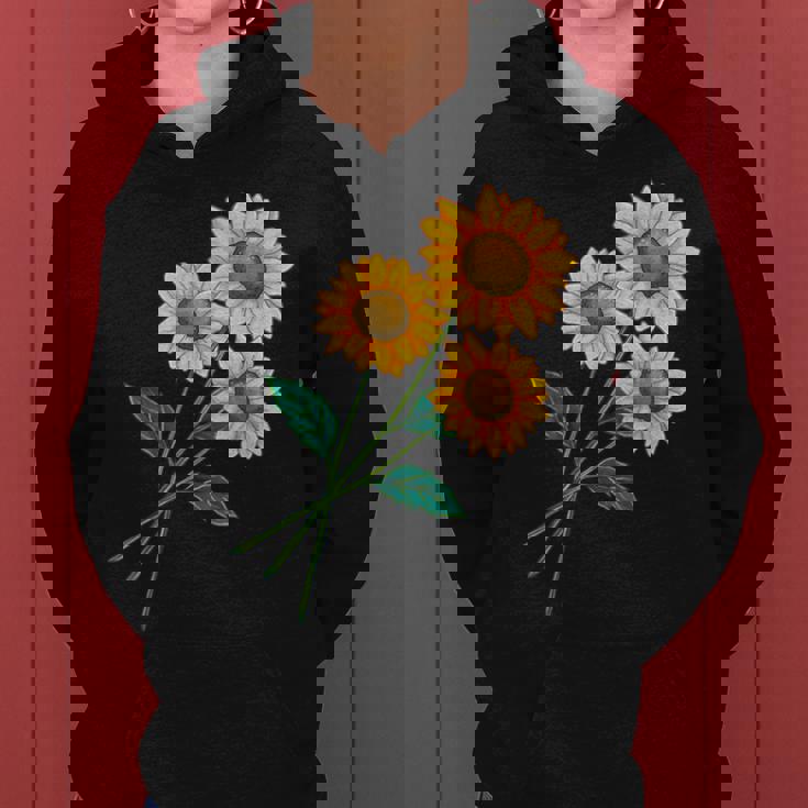 ひまわりの花束 春のフローラルガーデン 黄色の花 レディースパーカー