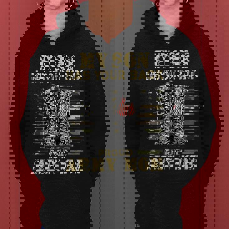 メンズ アメリカ国旗デザイン Myon Has Your Back Proud Army Mom レディースパーカー