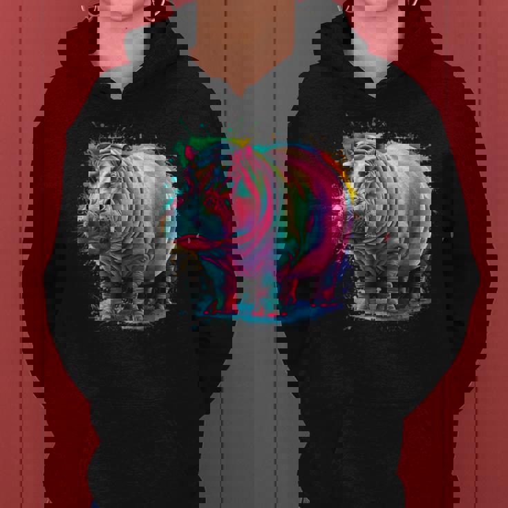 カバ 男性 女性 カラフル 水彩 カバ レディースパーカー