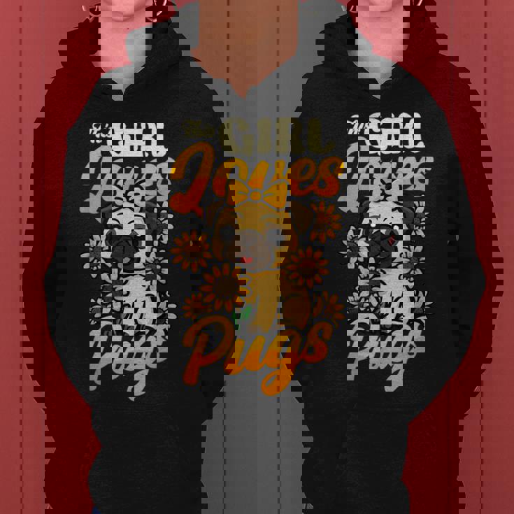 ガールズパグ犬愛好家 This Girl Loves Pugs レディースパーカー