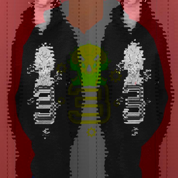 キッズ 3歳 赤ちゃん トリケラトプス 誕生日 恐竜 男の子 女の子 レディースパーカー