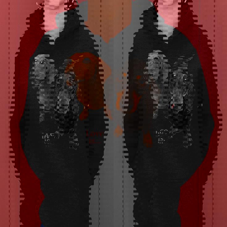 ダックスフントシャツ Weiner Dog Mom Dad Love Doxie Puppy キュート レディースパーカー