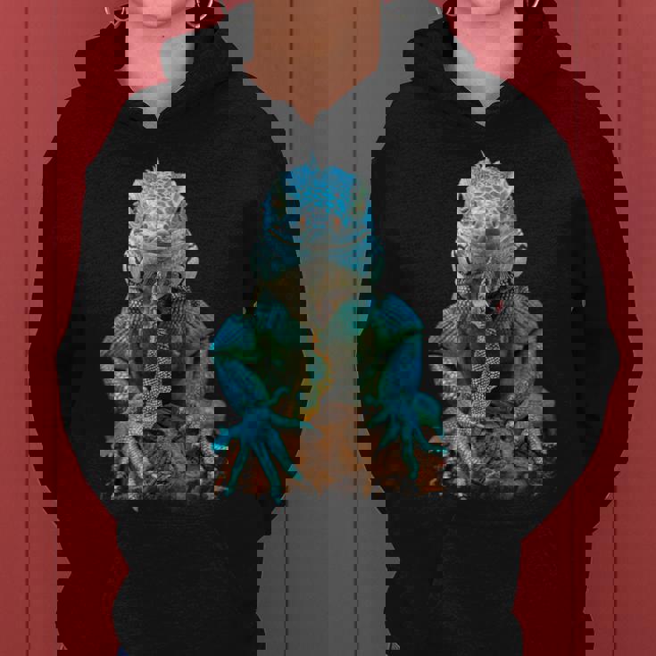 トカゲ イグアナ クール 爬虫類 グラフィック – 男性、女性、男の子、女の子。 レディースパーカー