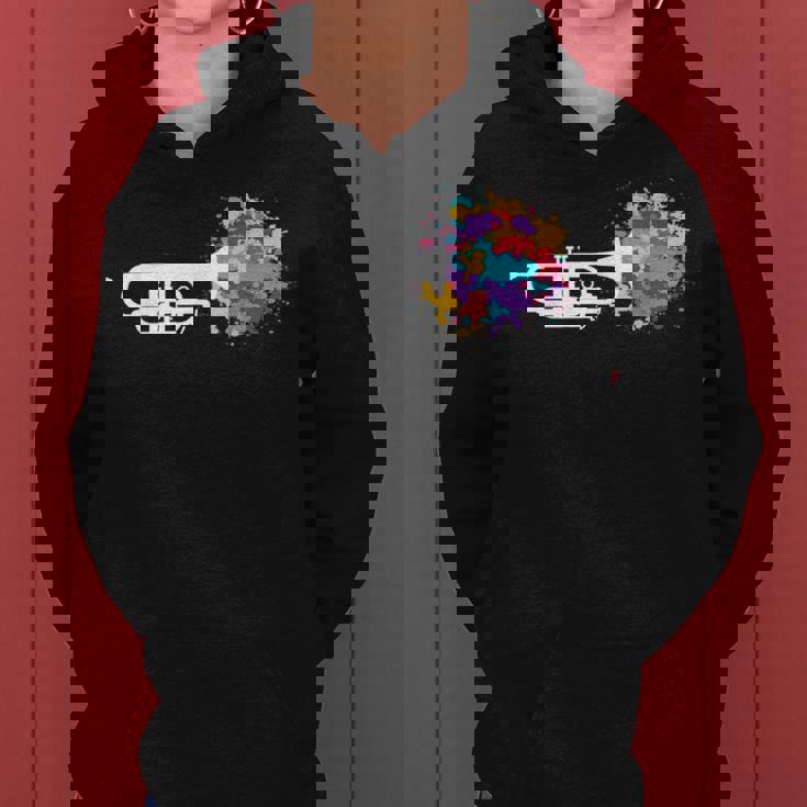 トランペット 女性 男性 音楽 教師 カラフル コルネット コルネティスト レディースパーカー