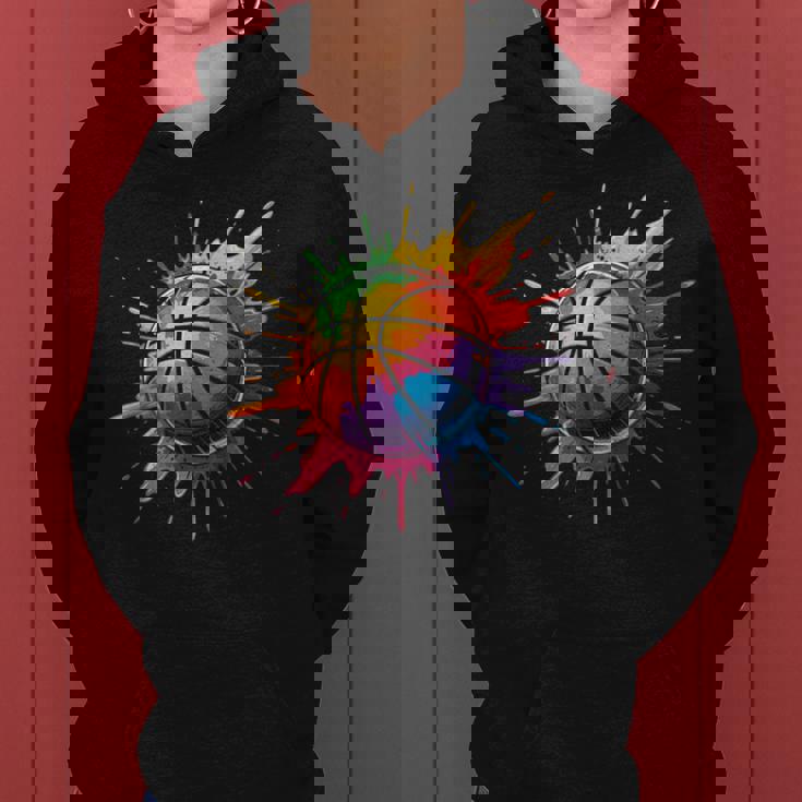 バスケットボール スポーツ ペイント スプラッシュアート カラフル 男の子 女の子 キッズ レディースパーカー