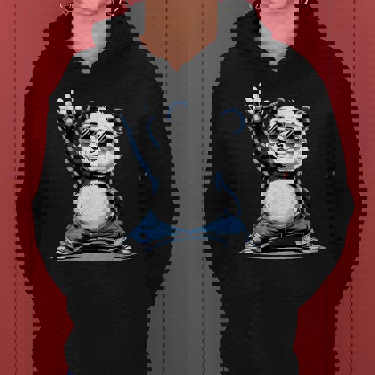 パンダ 熊 ロック 音楽 男性 子供 女性 面白い パンダ レディースパーカー