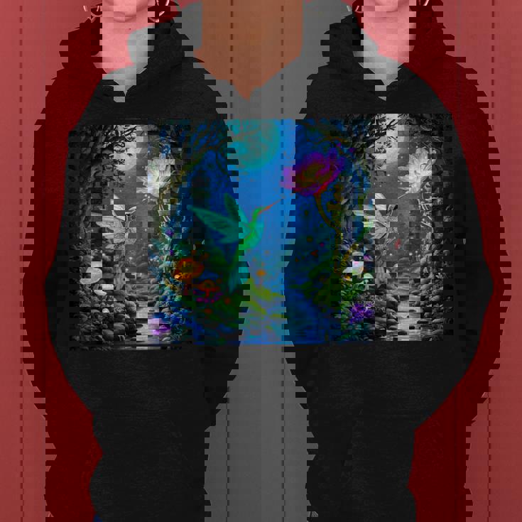 ファンタジー グリーン 鳥 花 レディースパーカー