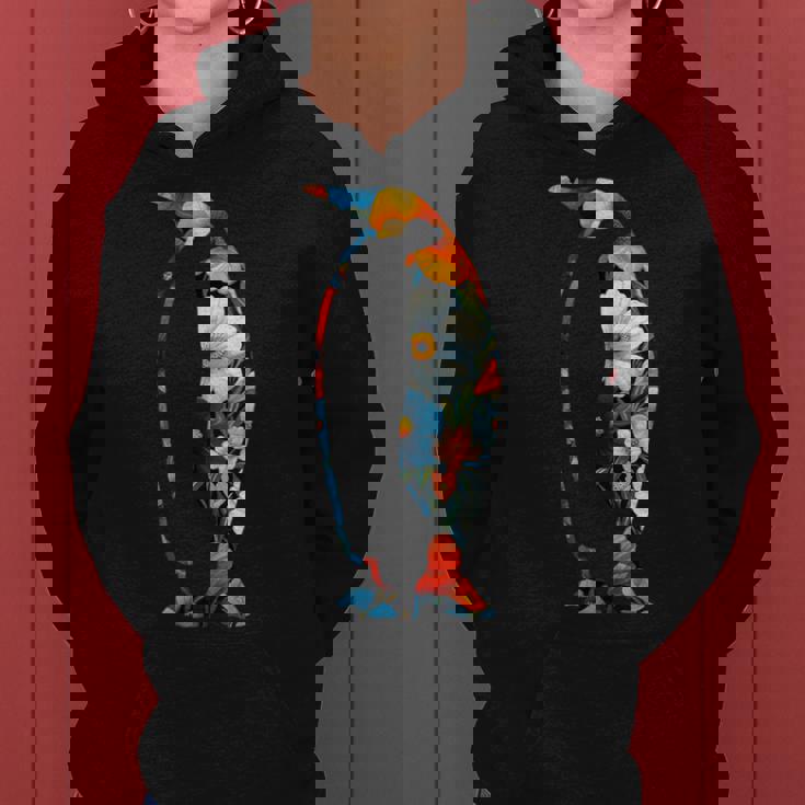 ボタニカルフラワーのシルエット 花柄 ペンギン レディースパーカー