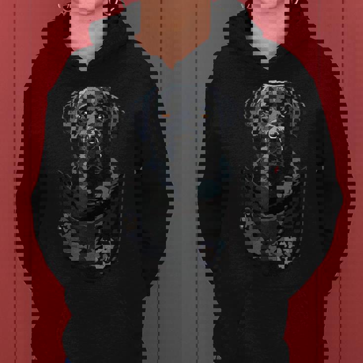 ラブラドール ポケット入り ブラックレトリバー おもしろ ブラック ラボ お母さん お父さん レディースパーカー