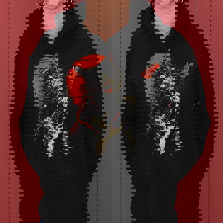 ロックキャット ギターを弾く ファニーキャット エレキギター 男性 女性 レディースパーカー