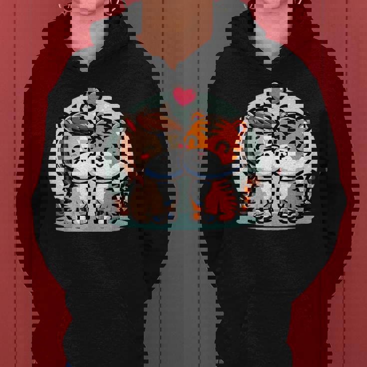 ローの馬と虎を抱きしめる Cuddling Horse And Tiger In Love レディースパーカー