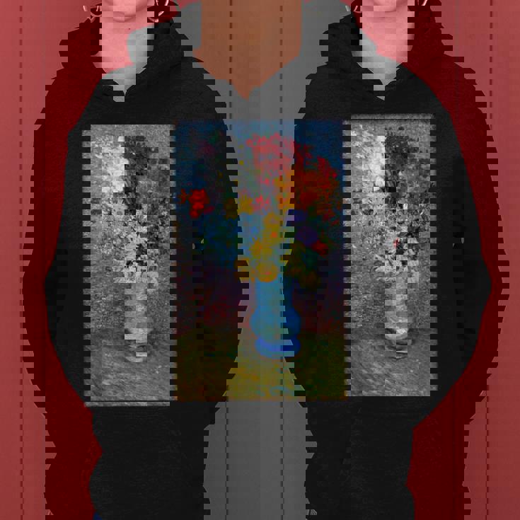 ヴィンセント・ヴァン・ゴッホの花 青い花瓶のヴィンテージ 美術品 レディースパーカー