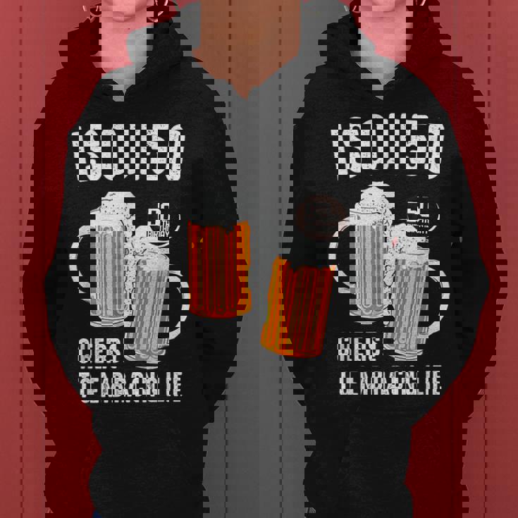 五十歳 五十路 ビール好き 酒好き 父 母 男性 女性 50歳お祝い Cheers To Embracing Life レディースパーカー