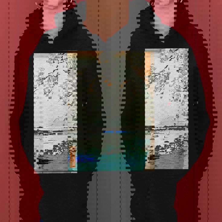 桜の花 ジャパニーズ・ヴィンテージ・アート 歌川 広重 隅田川水神の森真崎 名所江戸百景 レディースパーカー