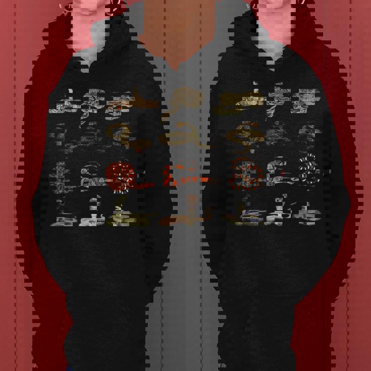 様々な種類の蛇 男の子 女の子 教育用ヘビ レディースパーカー