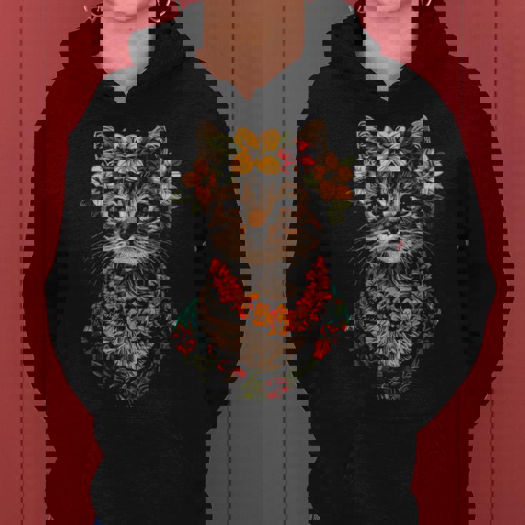 猫 ハワイアン 花 フラ ハイビスカス 面白い かわいい ハワイ レディースパーカー