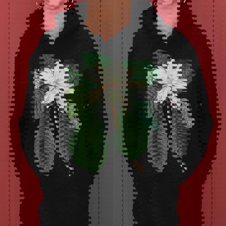 白モクレン花 ボタニカルアート レディースパーカー