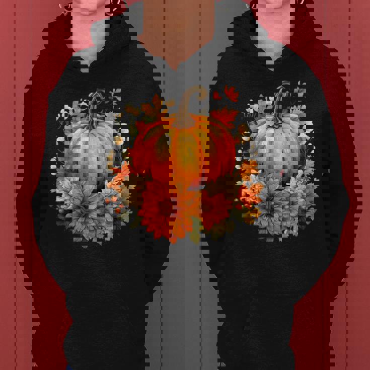 秋の花とカボチャ レディースパーカー