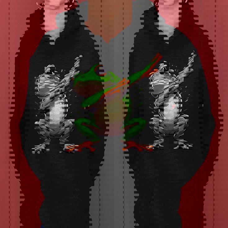 軽くたたくカエルの面白い動物のダンスギフト 男の子と女の子向け レディースパーカー