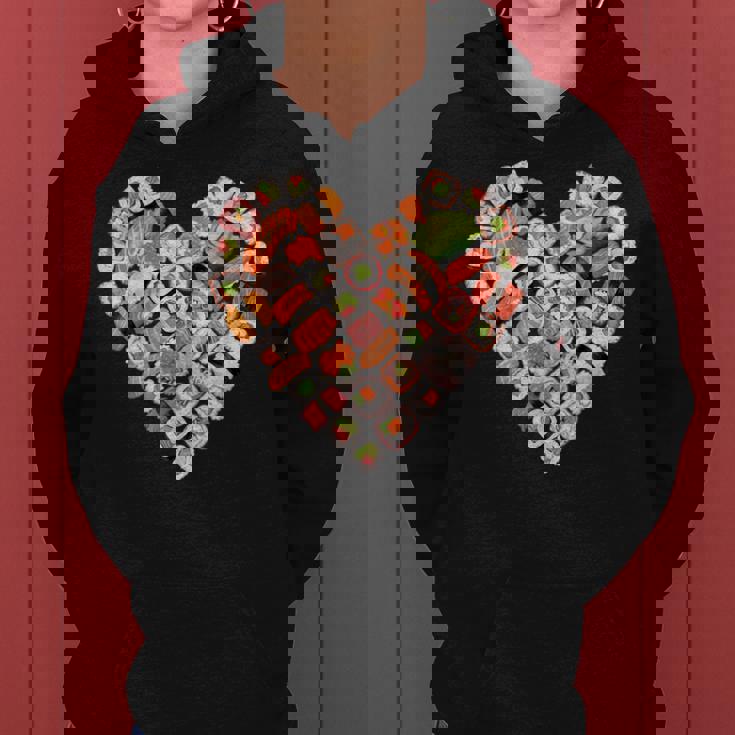 面白い寿司デザイン 子供 男性 女性 I ハート 寿司 食通 レディースパーカー