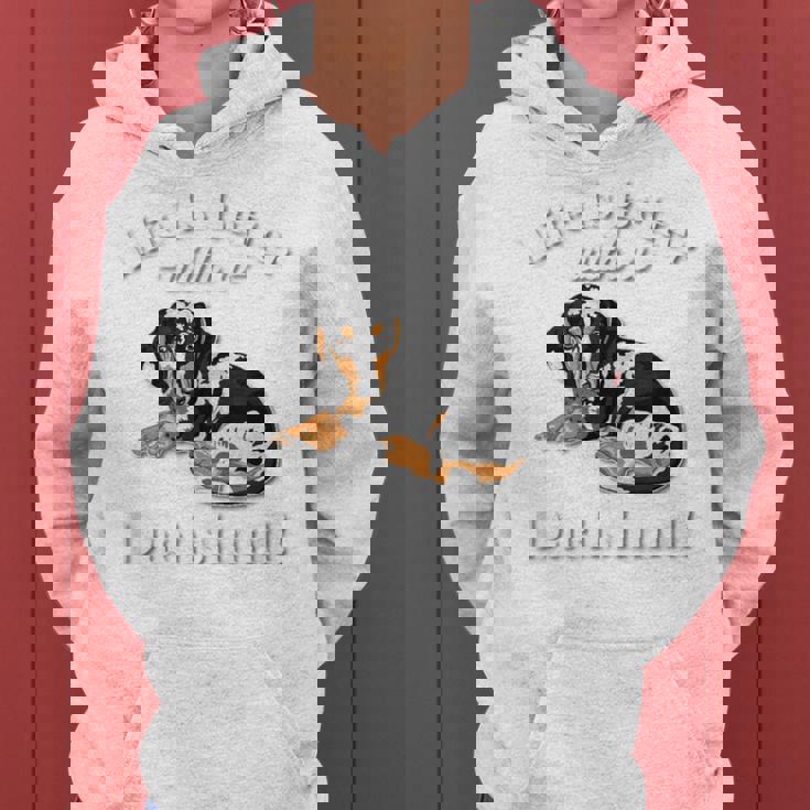 & Life Is Better Dapple Dachshund Lover レディースパーカー