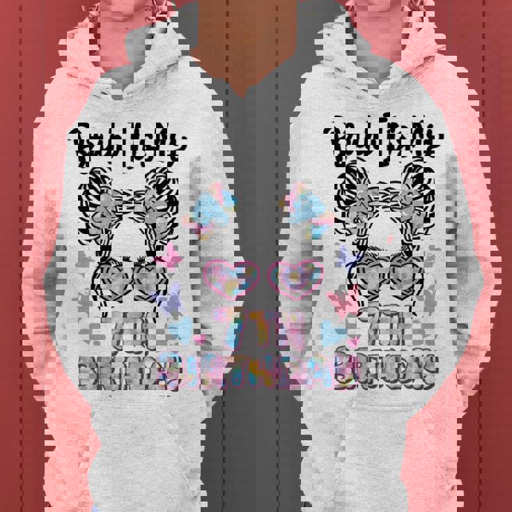 Bruh It's My 7Th Birthday レトロ キッズ 7歳 誕生日 女の子 長袖tシャツ レディースパーカー