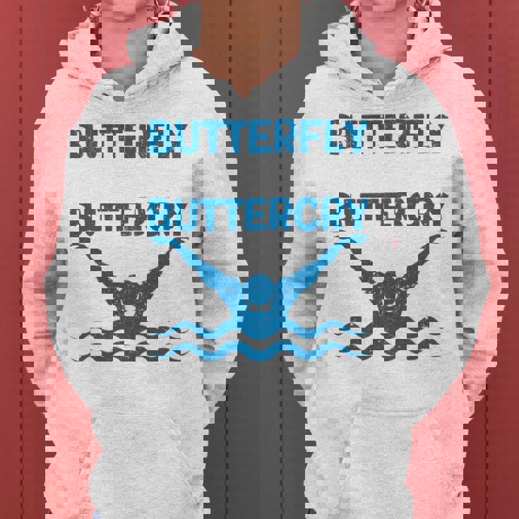 Butterfly Butterwhyバタフライバタフライファニー水泳チーム 長袖tシャツ レディースパーカー